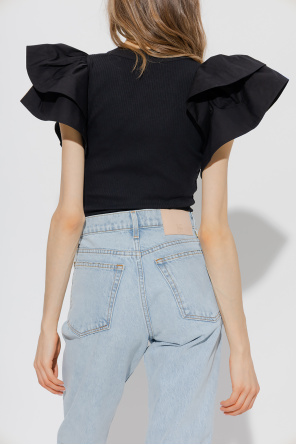 Black 'Bonnie' top with ruffles Ulla Johnson